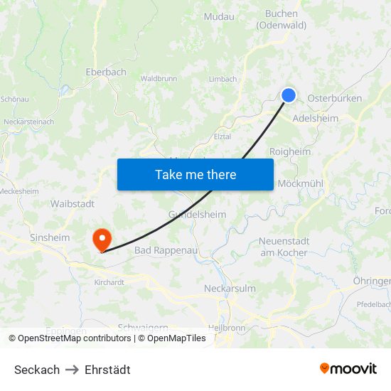 Seckach to Ehrstädt map