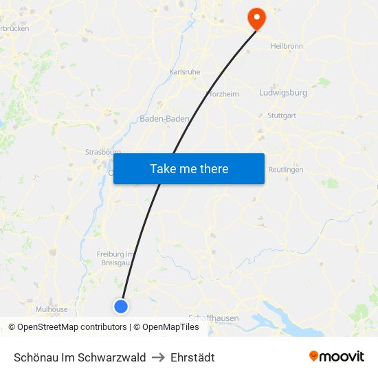 Schönau Im Schwarzwald to Ehrstädt map