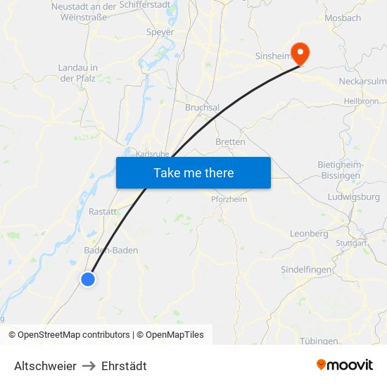 Altschweier to Ehrstädt map