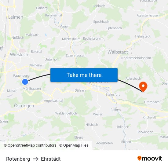 Rotenberg to Ehrstädt map