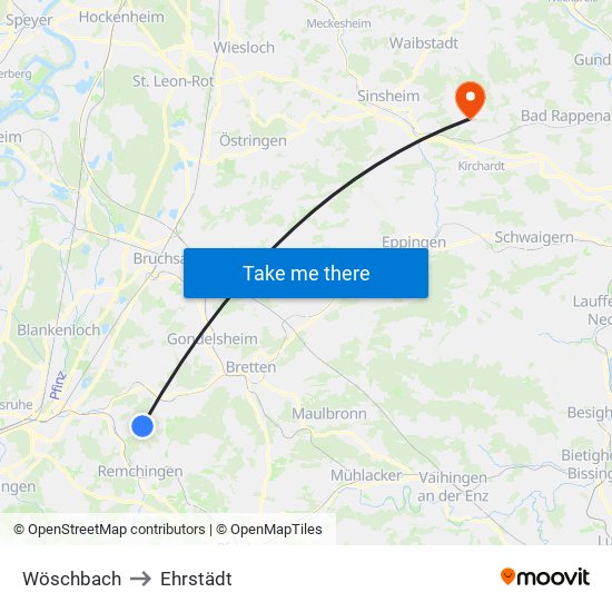 Wöschbach to Ehrstädt map
