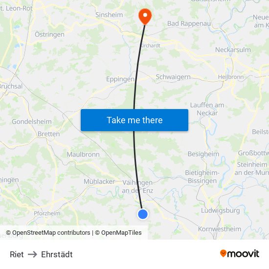 Riet to Ehrstädt map