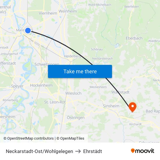 Neckarstadt-Ost/Wohlgelegen to Ehrstädt map