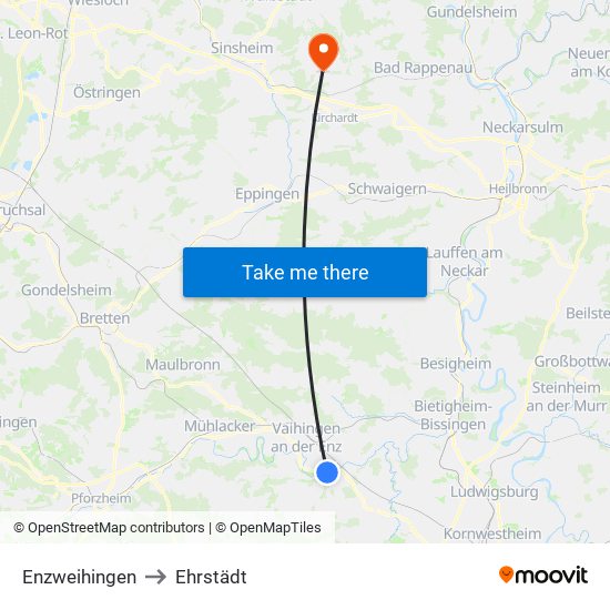 Enzweihingen to Ehrstädt map