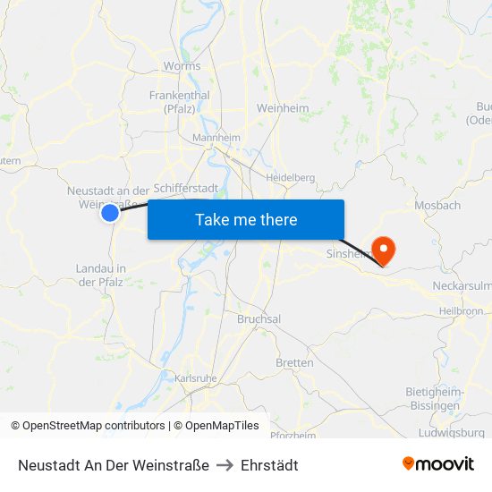 Neustadt An Der Weinstraße to Ehrstädt map