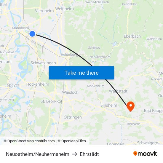 Neuostheim/Neuhermsheim to Ehrstädt map
