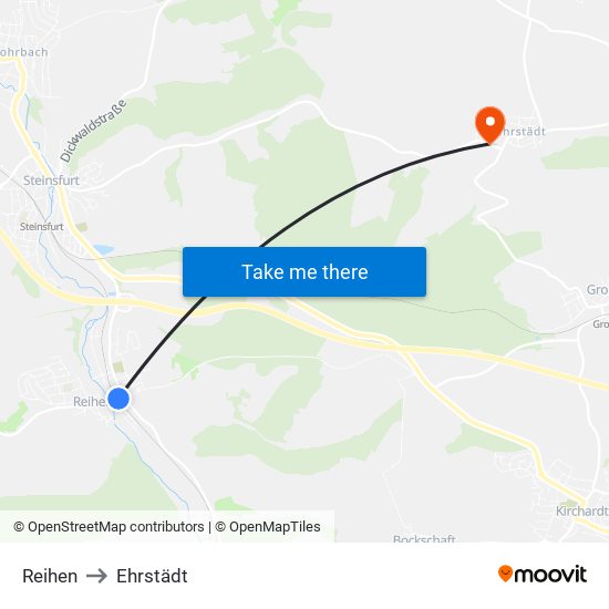 Reihen to Ehrstädt map