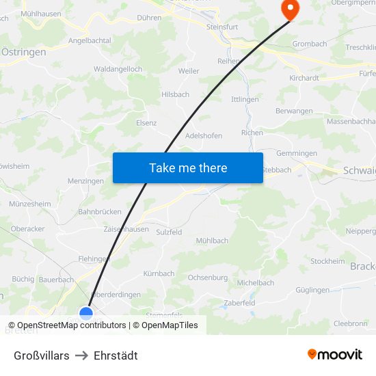 Großvillars to Ehrstädt map