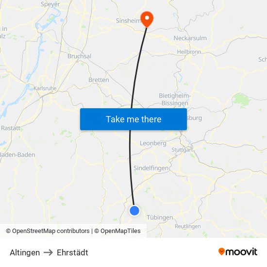 Altingen to Ehrstädt map