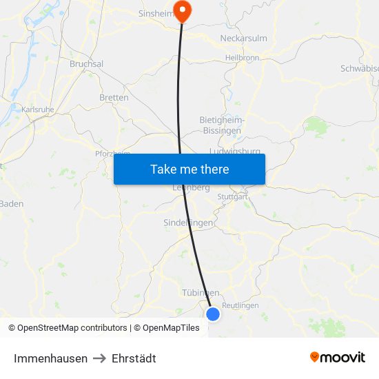 Immenhausen to Ehrstädt map