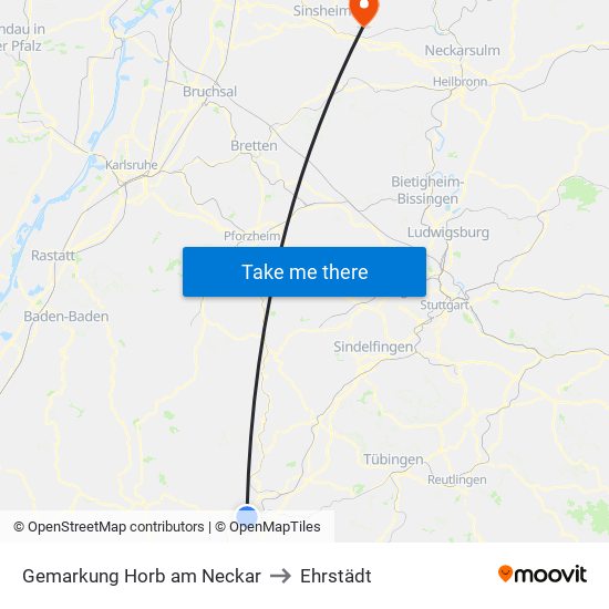 Gemarkung Horb am Neckar to Ehrstädt map