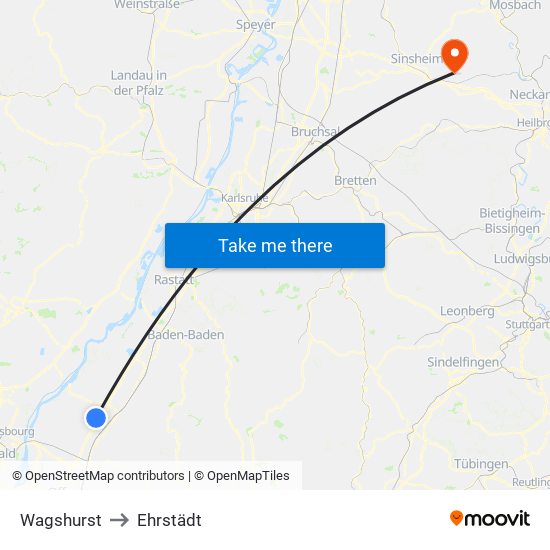 Wagshurst to Ehrstädt map