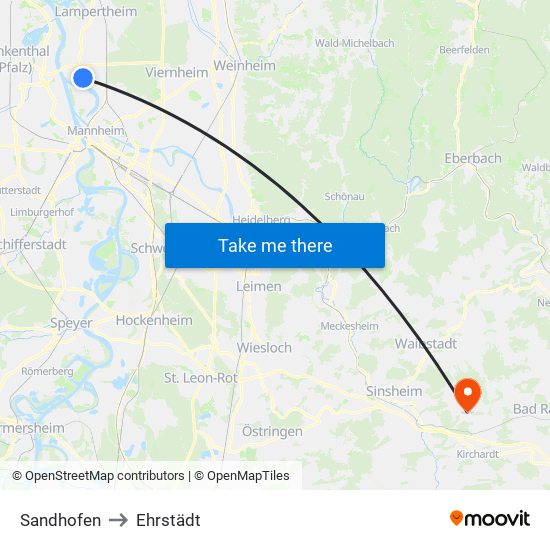 Sandhofen to Ehrstädt map