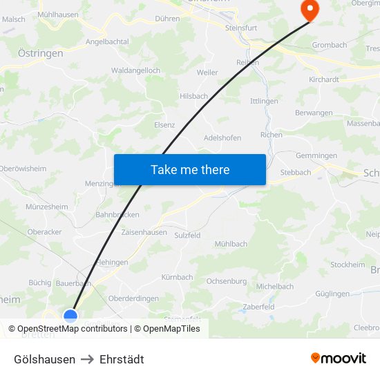 Gölshausen to Ehrstädt map