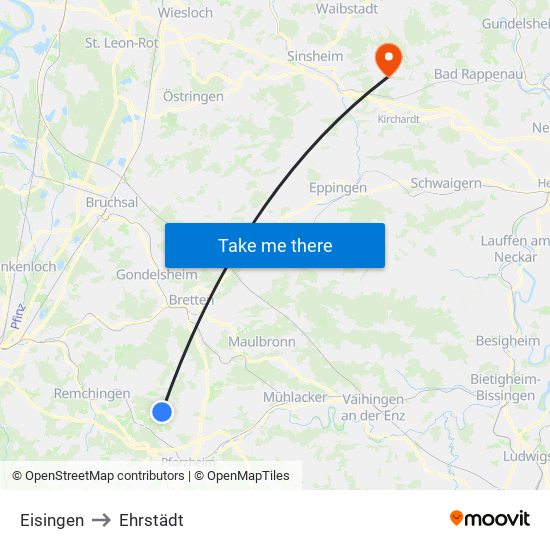 Eisingen to Ehrstädt map