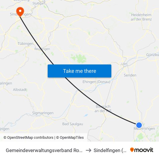 Gemeindeverwaltungsverband Rot-Tannheim to Sindelfingen (Stadt) map