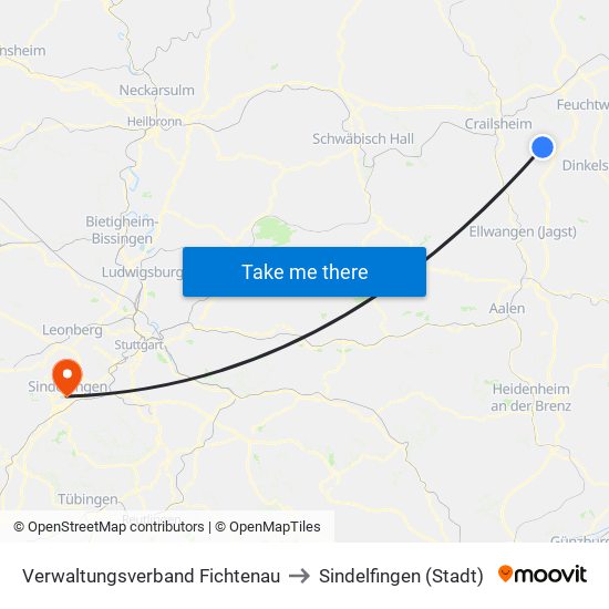 Verwaltungsverband Fichtenau to Sindelfingen (Stadt) map