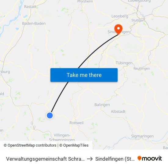 Verwaltungsgemeinschaft Schramberg to Sindelfingen (Stadt) map