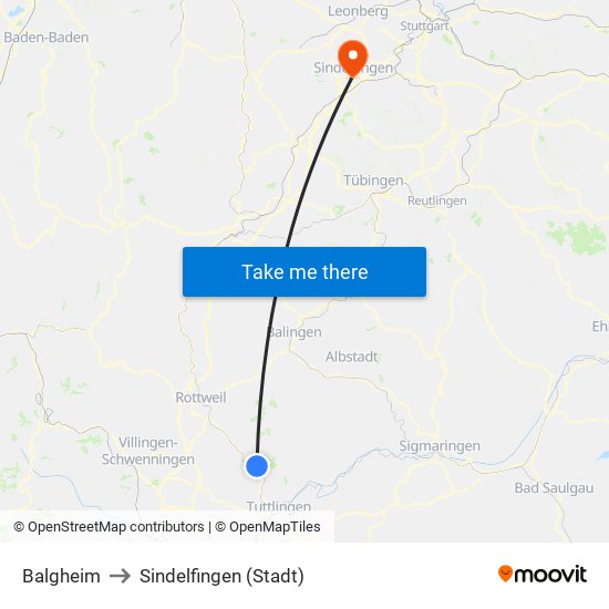 Balgheim to Sindelfingen (Stadt) map