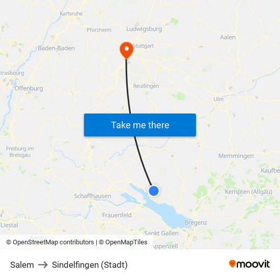 Salem to Sindelfingen (Stadt) map