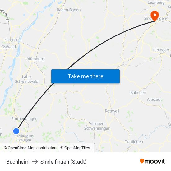 Buchheim to Sindelfingen (Stadt) map