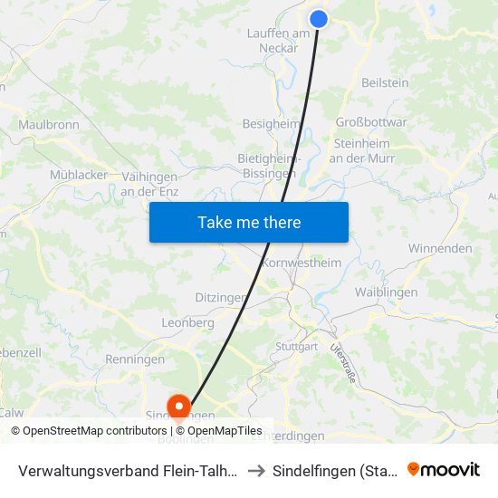 Verwaltungsverband Flein-Talheim to Sindelfingen (Stadt) map