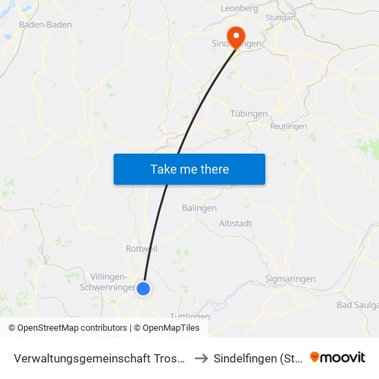 Verwaltungsgemeinschaft Trossingen to Sindelfingen (Stadt) map