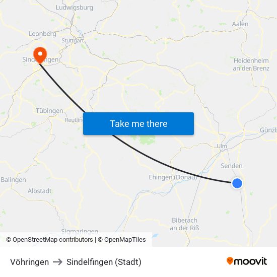 Vöhringen to Sindelfingen (Stadt) map