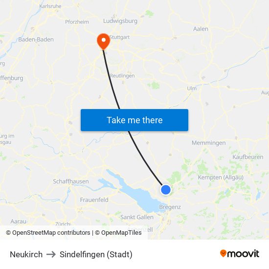 Neukirch to Sindelfingen (Stadt) map