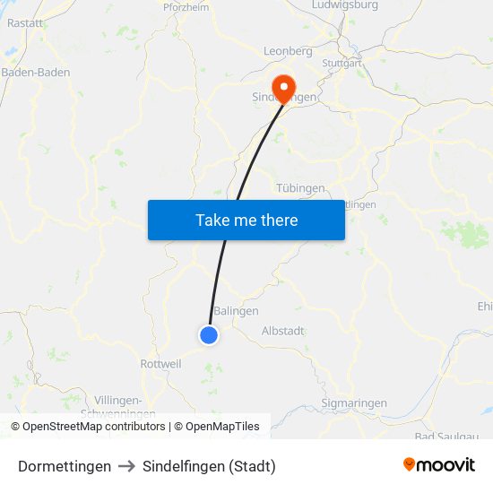 Dormettingen to Sindelfingen (Stadt) map