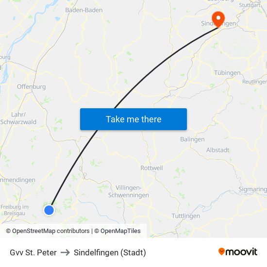 Gvv St. Peter to Sindelfingen (Stadt) map