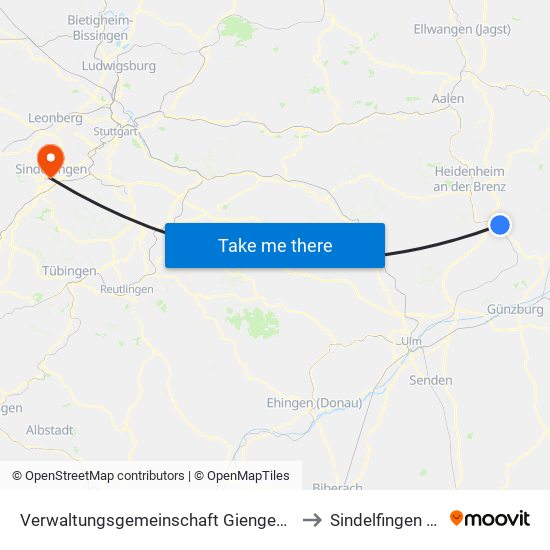 Verwaltungsgemeinschaft Giengen An Der Brenz to Sindelfingen (Stadt) map