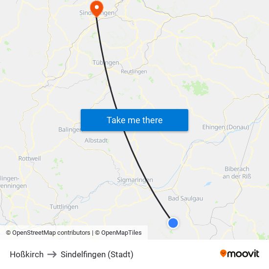 Hoßkirch to Sindelfingen (Stadt) map