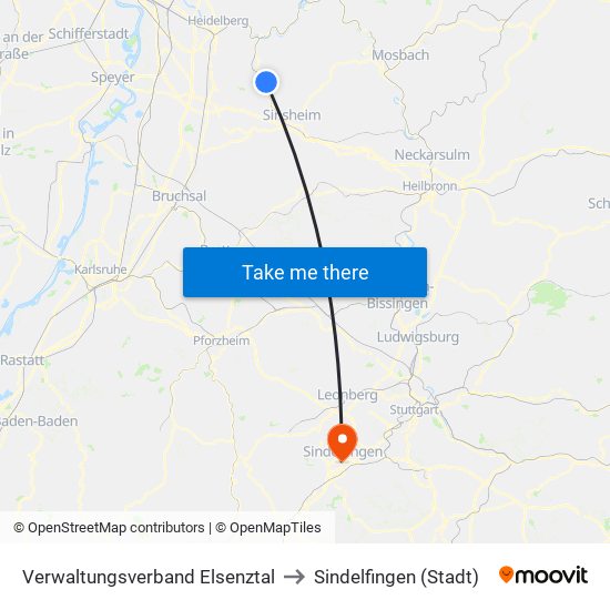 Verwaltungsverband Elsenztal to Sindelfingen (Stadt) map