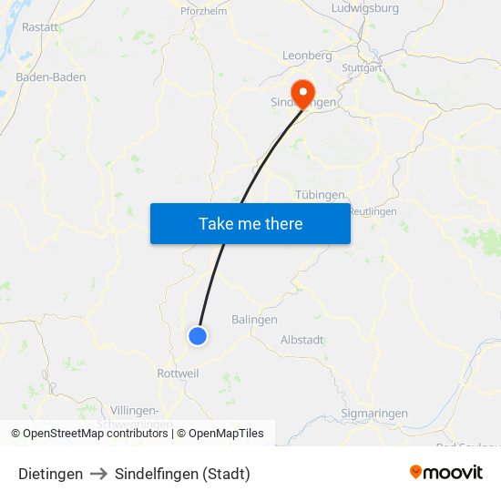 Dietingen to Sindelfingen (Stadt) map