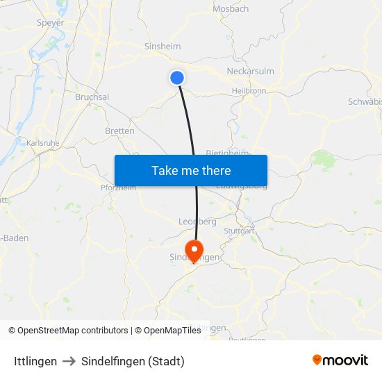 Ittlingen to Sindelfingen (Stadt) map