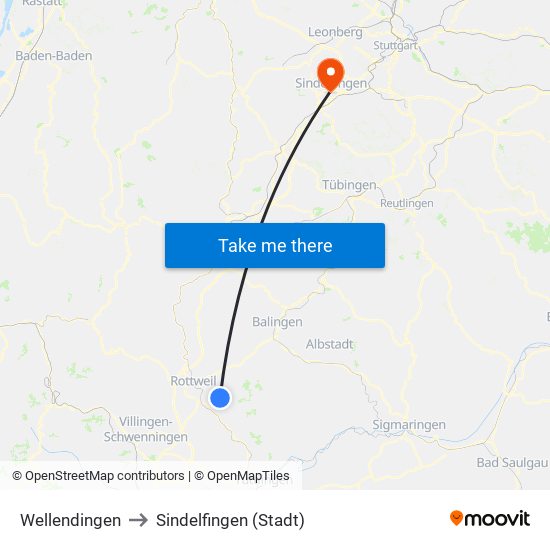 Wellendingen to Sindelfingen (Stadt) map