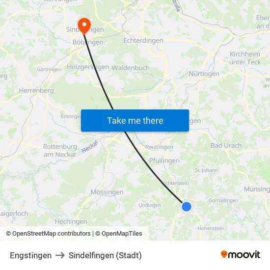 Engstingen to Sindelfingen (Stadt) map