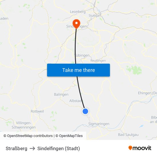 Straßberg to Sindelfingen (Stadt) map