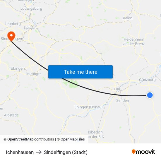 Ichenhausen to Sindelfingen (Stadt) map