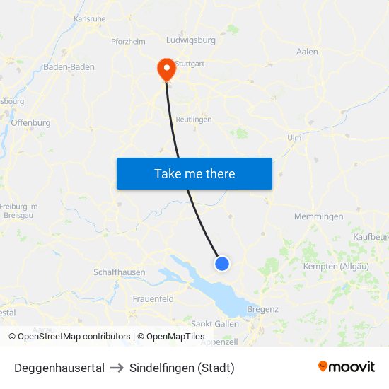 Deggenhausertal to Sindelfingen (Stadt) map