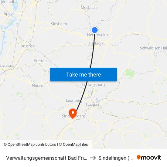 Verwaltungsgemeinschaft Bad Friedrichshall to Sindelfingen (Stadt) map