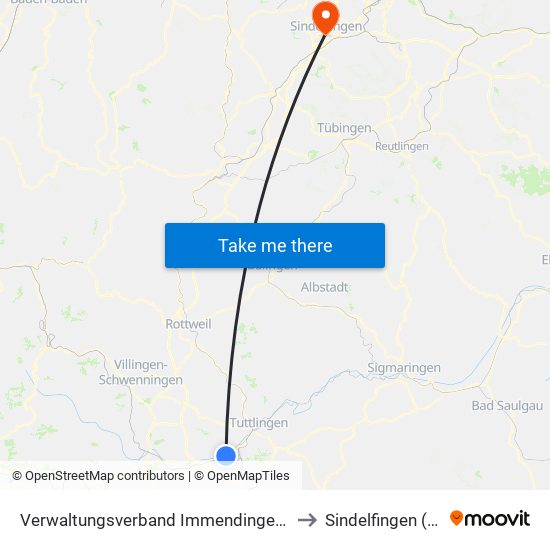 Verwaltungsverband Immendingen-Geisingen to Sindelfingen (Stadt) map