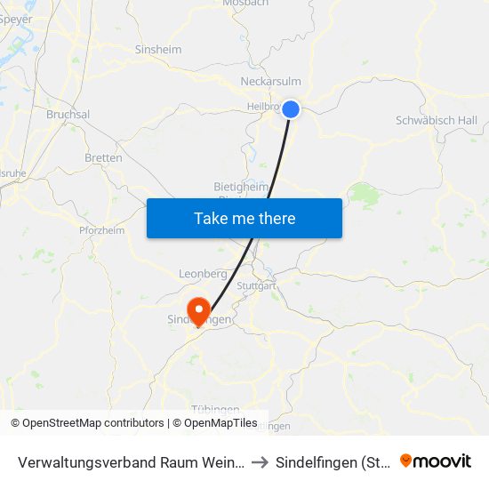 Verwaltungsverband Raum Weinsberg to Sindelfingen (Stadt) map