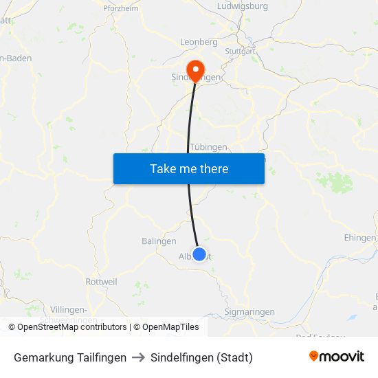 Gemarkung Tailfingen to Sindelfingen (Stadt) map