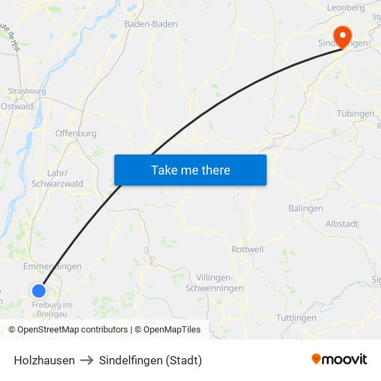 Holzhausen to Sindelfingen (Stadt) map