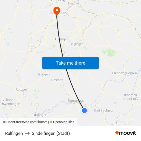 Rulfingen to Sindelfingen (Stadt) map