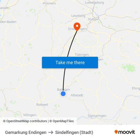 Gemarkung Endingen to Sindelfingen (Stadt) map