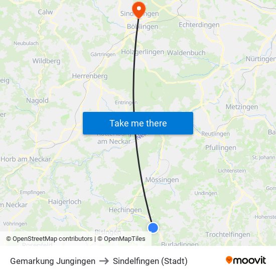 Gemarkung Jungingen to Sindelfingen (Stadt) map