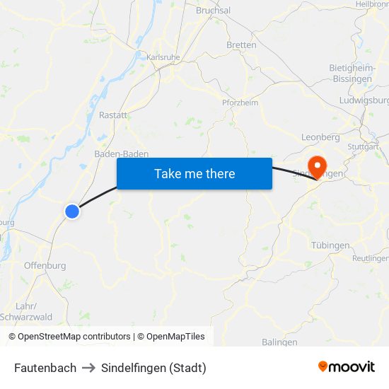 Fautenbach to Sindelfingen (Stadt) map